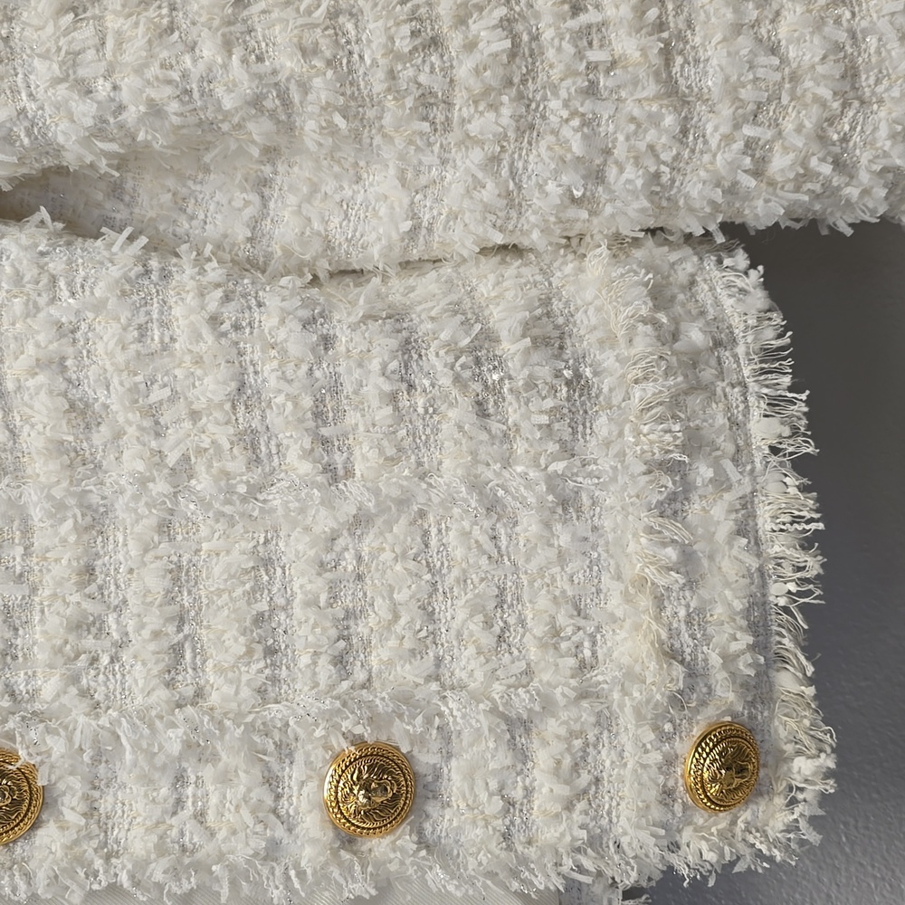 Balmain White Tweed Jacket 38/M - Picture 3 of 8